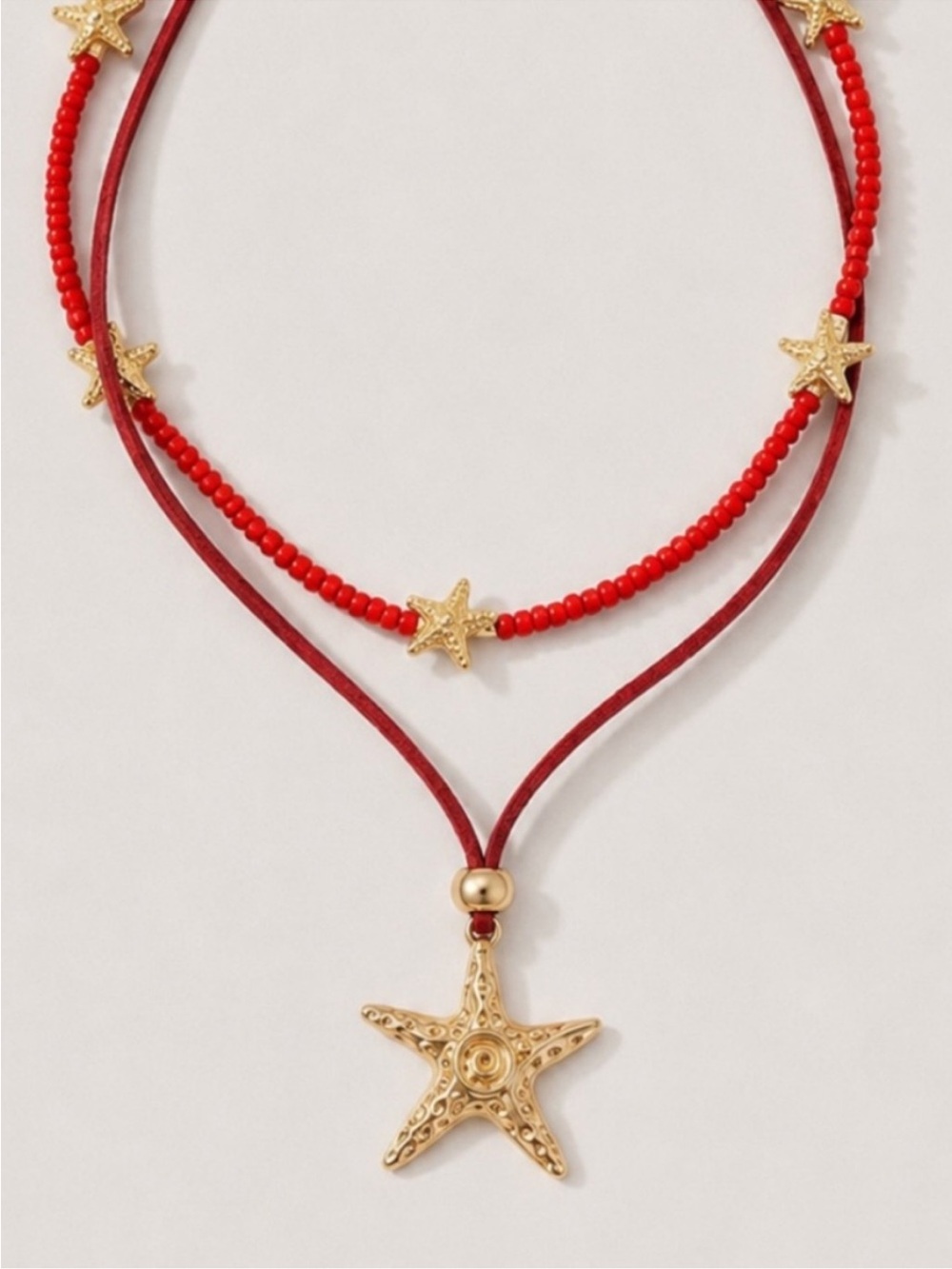 New! Red Star Stack Necklace Set NWOT